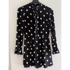 Reformation Black and White Polka Dot Fox Mini Dress Size 0